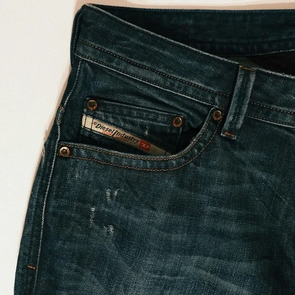 Diesel Industry Thavar Jeans Mens 31x30 Blue Dark Wash Slim Skinny Denim - Picture 5 of 16